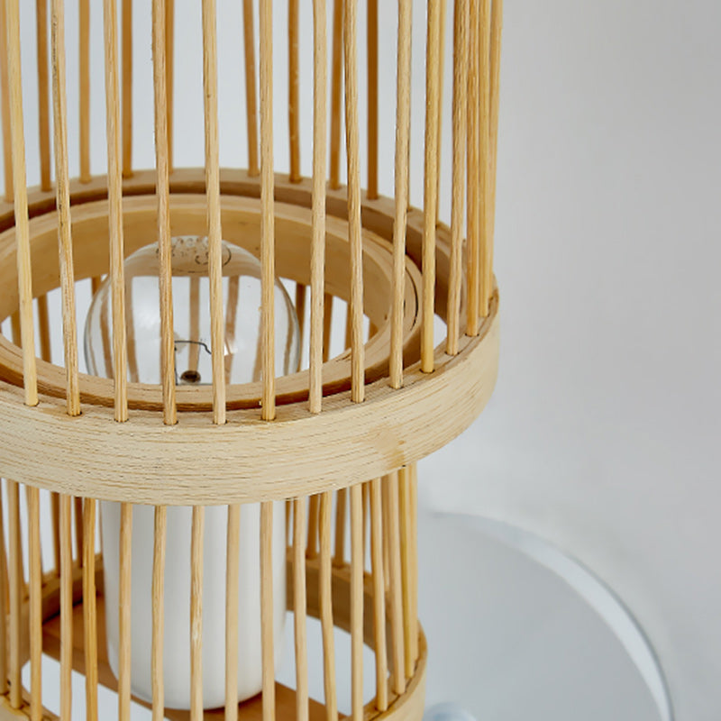 Cylindrical Bamboo Lampshade Dining Wall Lamp
