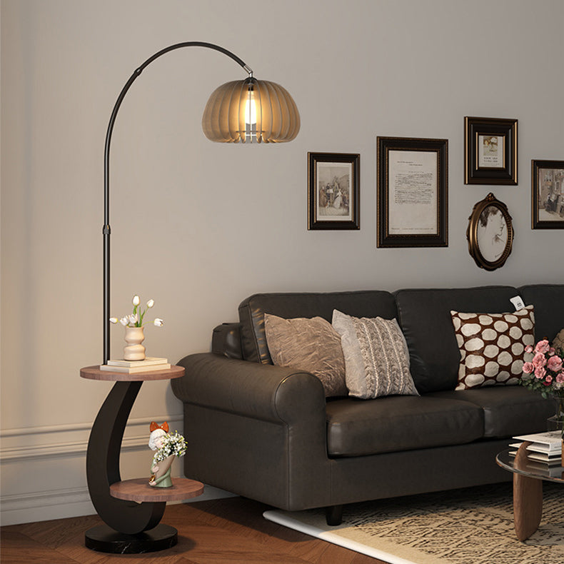 Contemporary Nordic Wood Lampshade Floor Lamp
