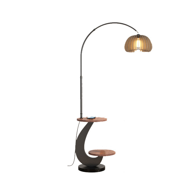 Contemporary Nordic Wood Lampshade Floor Lamp