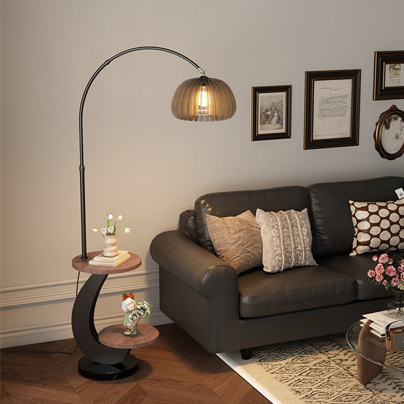 Contemporary Nordic Wood Lampshade Floor Lamp