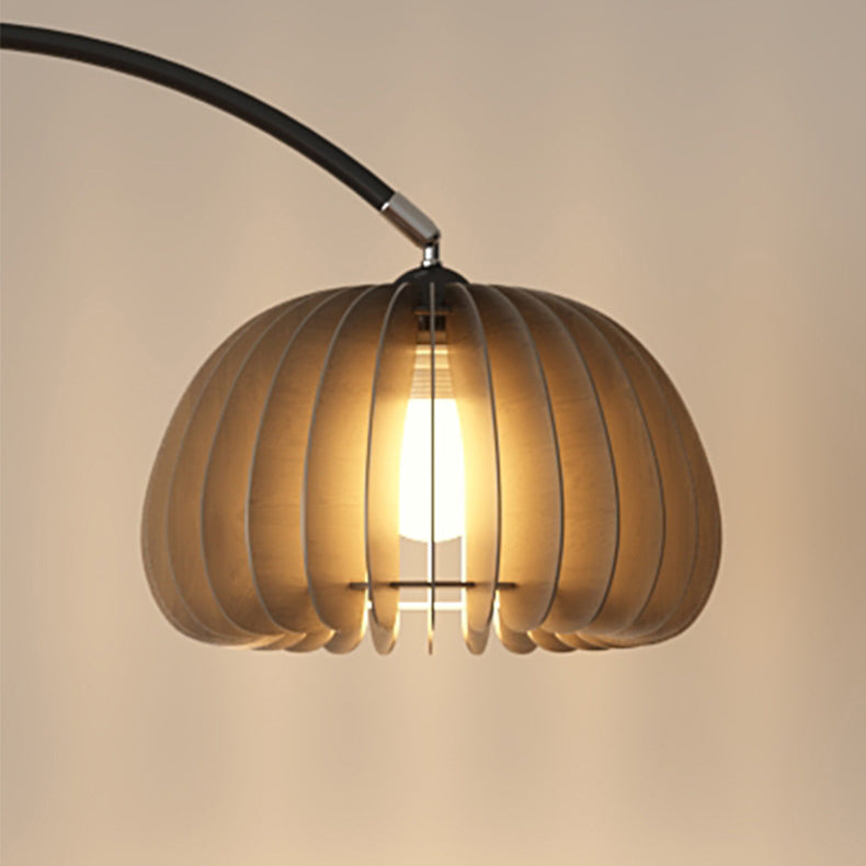Contemporary Nordic Wood Lampshade Floor Lamp