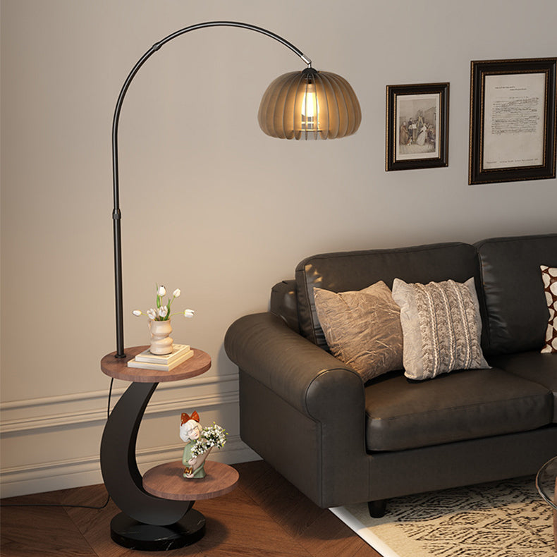 Contemporary Nordic Wood Lampshade Floor Lamp
