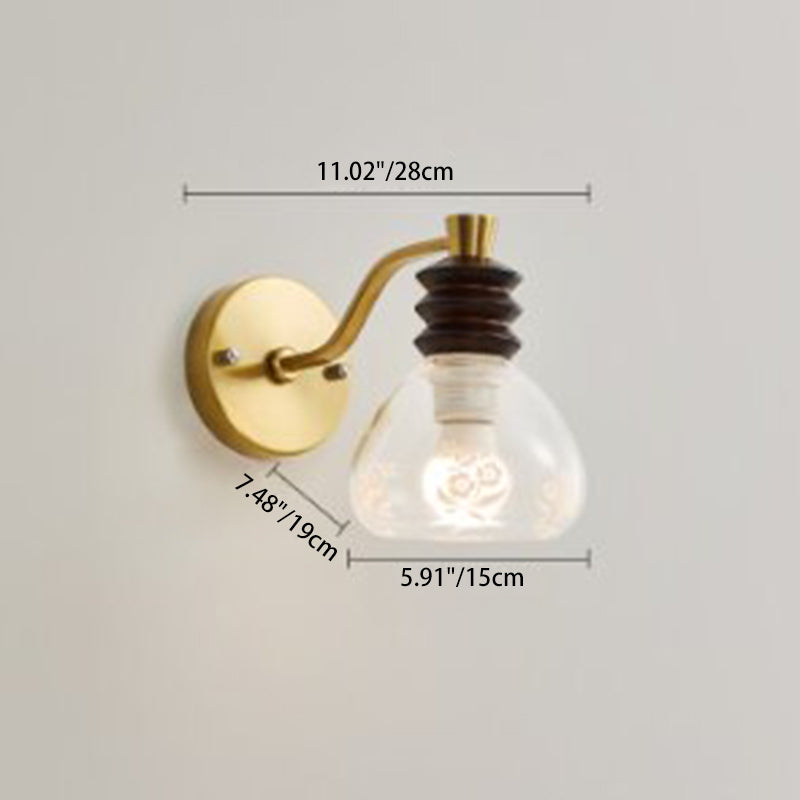 Semicircle Rubber Wood Iron Wall Lamp