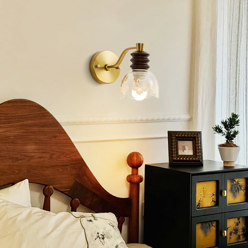 Semicircle Rubber Wood Iron Wall Lamp
