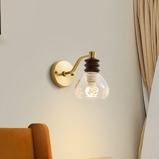 Semicircle Rubber Wood Iron Wall Lamp
