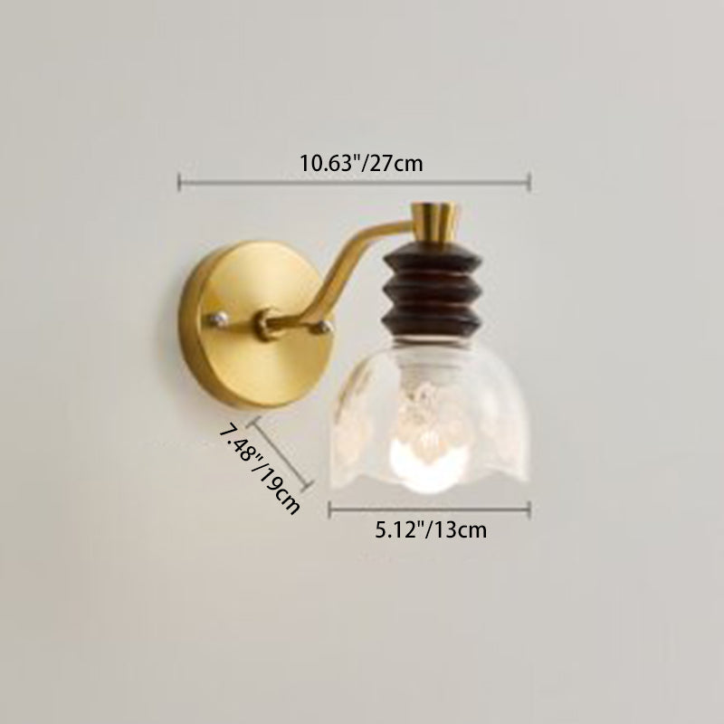 Semicircle Rubber Wood Iron Wall Lamp