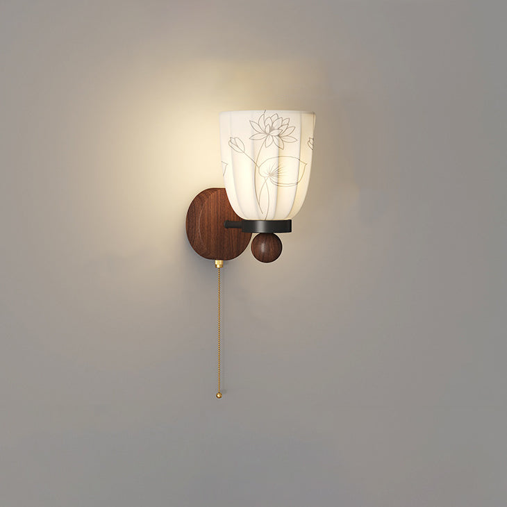 Semicircular Flower Print Iron Wall Lamp