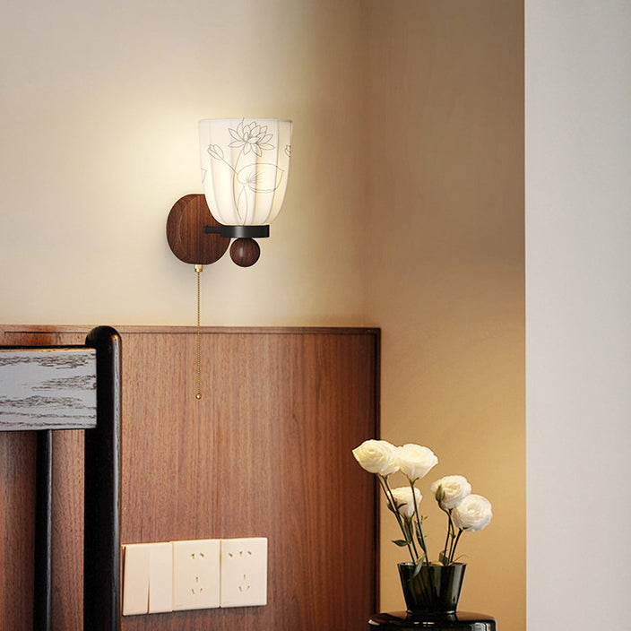 Semicircular Flower Print Iron Wall Lamp