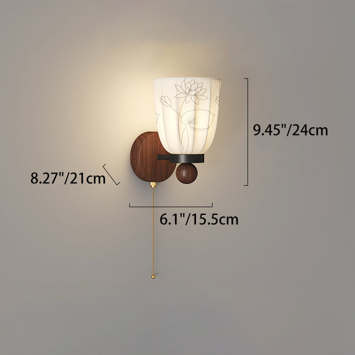 Semicircular Flower Print Iron Wall Lamp