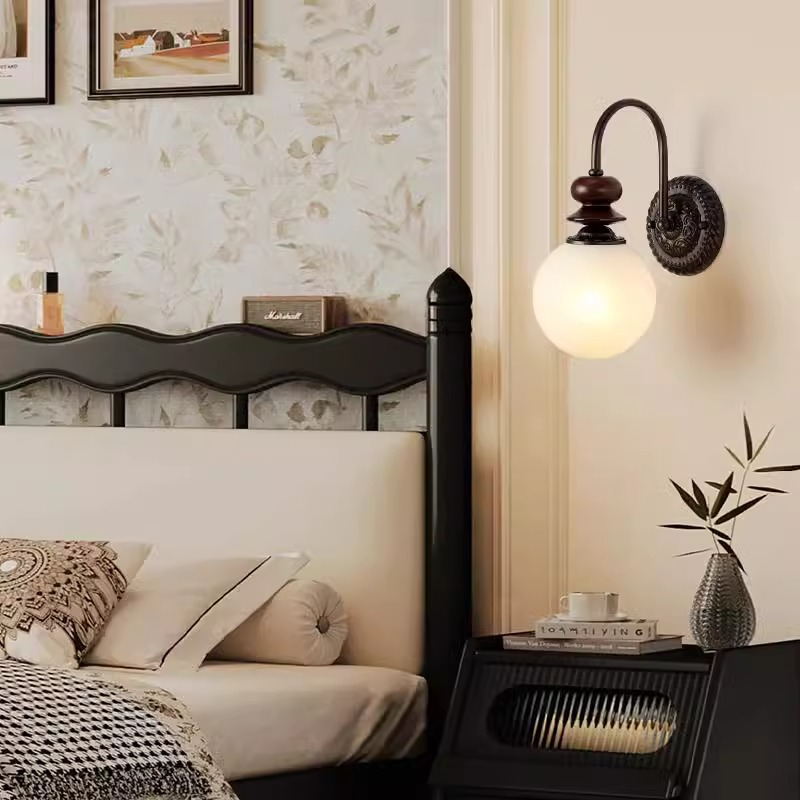 Orb Hook Iron Glass Wall Lamp