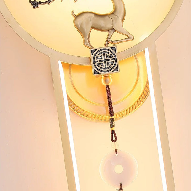 Round Deer Marble Copper Wall Lamp