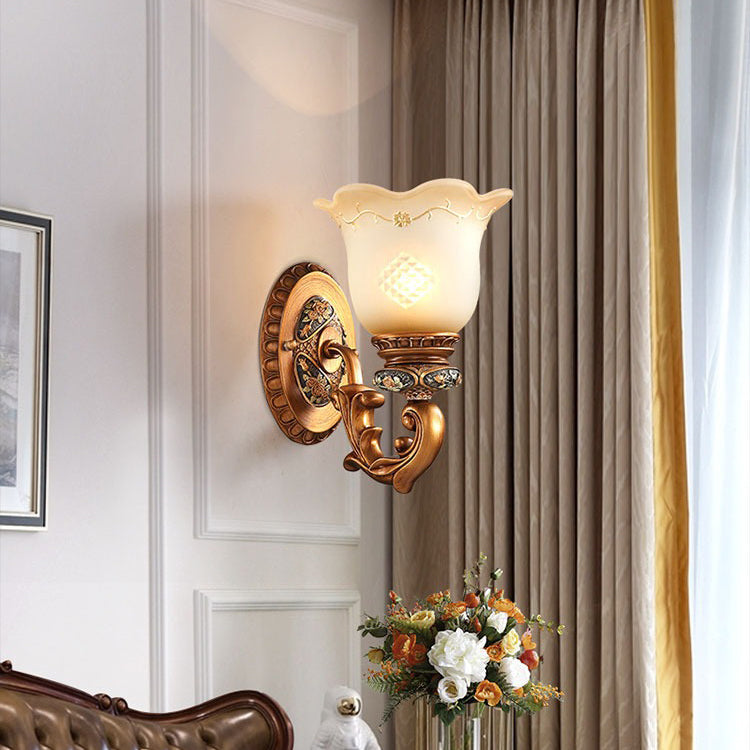 Morning Glory Resin Glass Wall Lamp