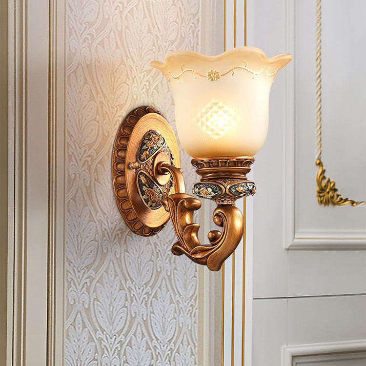 Morning Glory Resin Glass Wall Lamp