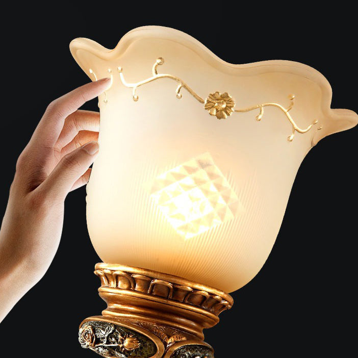 Morning Glory Resin Glass Wall Lamp