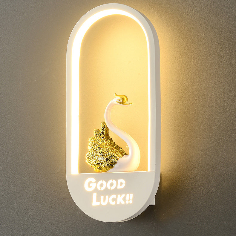 Oval PVC Lampshade Iron Wall Lamp