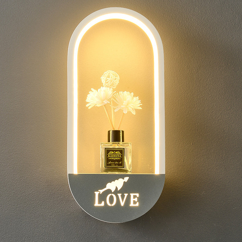 Oval PVC Lampshade Iron Wall Lamp