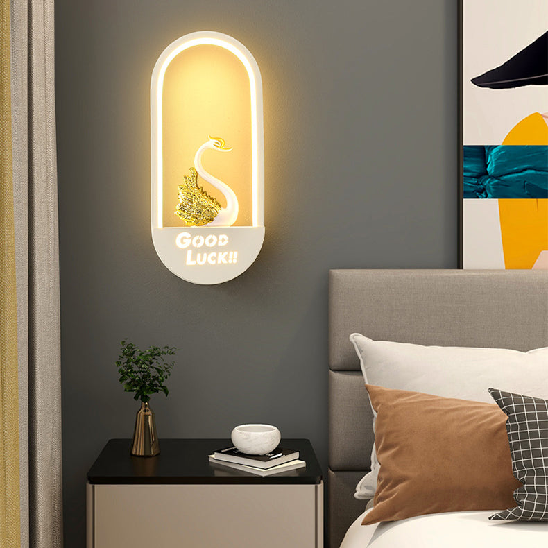 Oval PVC Lampshade Iron Wall Lamp
