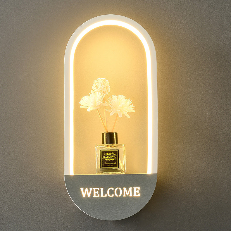 Oval PVC Lampshade Iron Wall Lamp