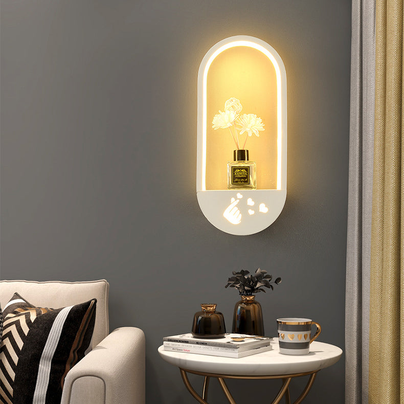 Oval PVC Lampshade Iron Wall Lamp