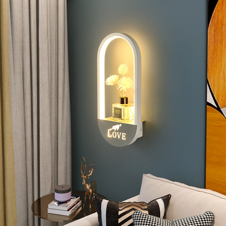 Oval PVC Lampshade Iron Wall Lamp