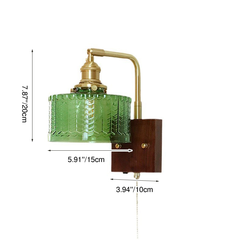 Frosted Glass Brass Walnut Wall Lamp