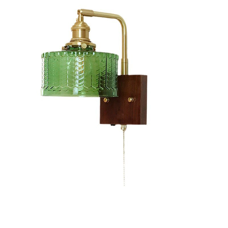 Frosted Glass Brass Walnut Wall Lamp