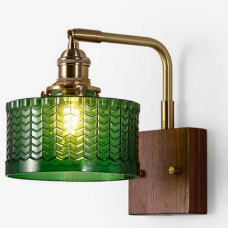 Frosted Glass Brass Walnut Wall Lamp