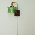 Frosted Glass Brass Walnut Wall Lamp