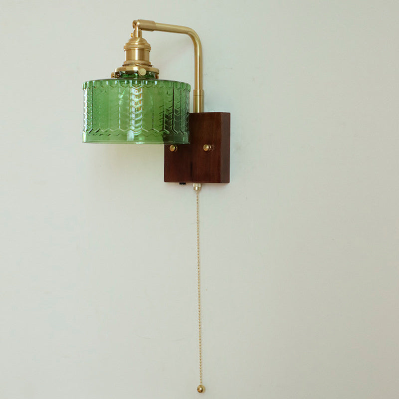 Frosted Glass Brass Walnut Wall Lamp
