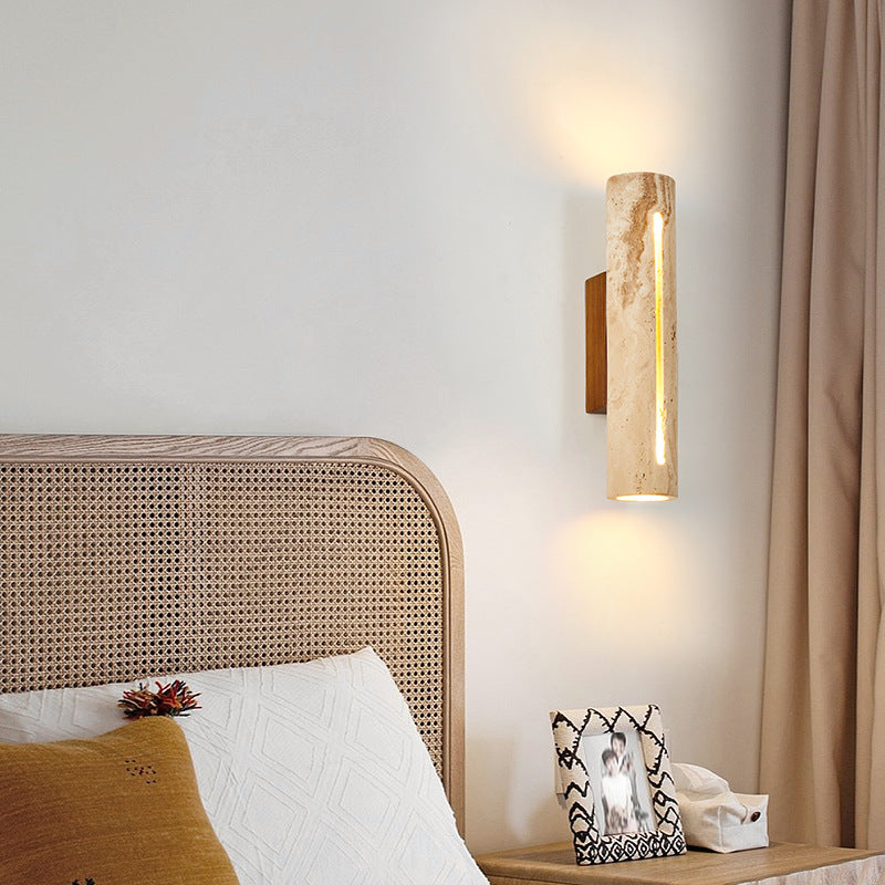 Cylinder Yellow Travertine Solid Wall Lamp