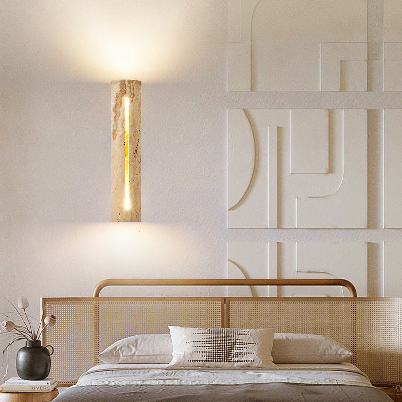 Cylinder Yellow Travertine Solid Wall Lamp
