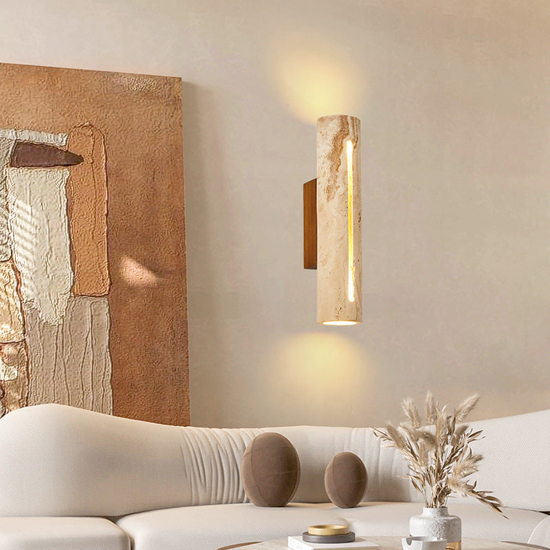 Cylinder Yellow Travertine Solid Wall Lamp
