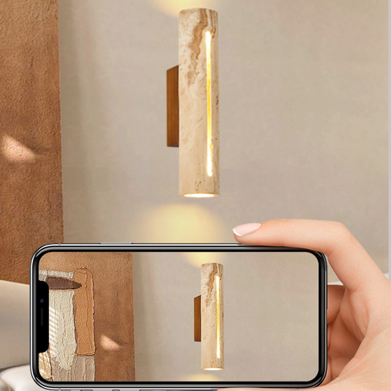 Cylinder Yellow Travertine Solid Wall Lamp