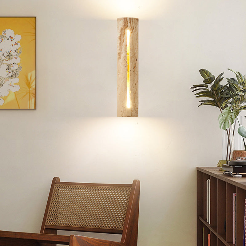 Cylinder Yellow Travertine Solid Wall Lamp