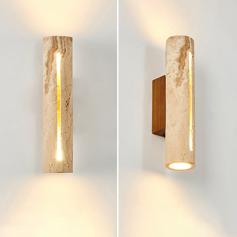 Cylinder Yellow Travertine Solid Wall Lamp