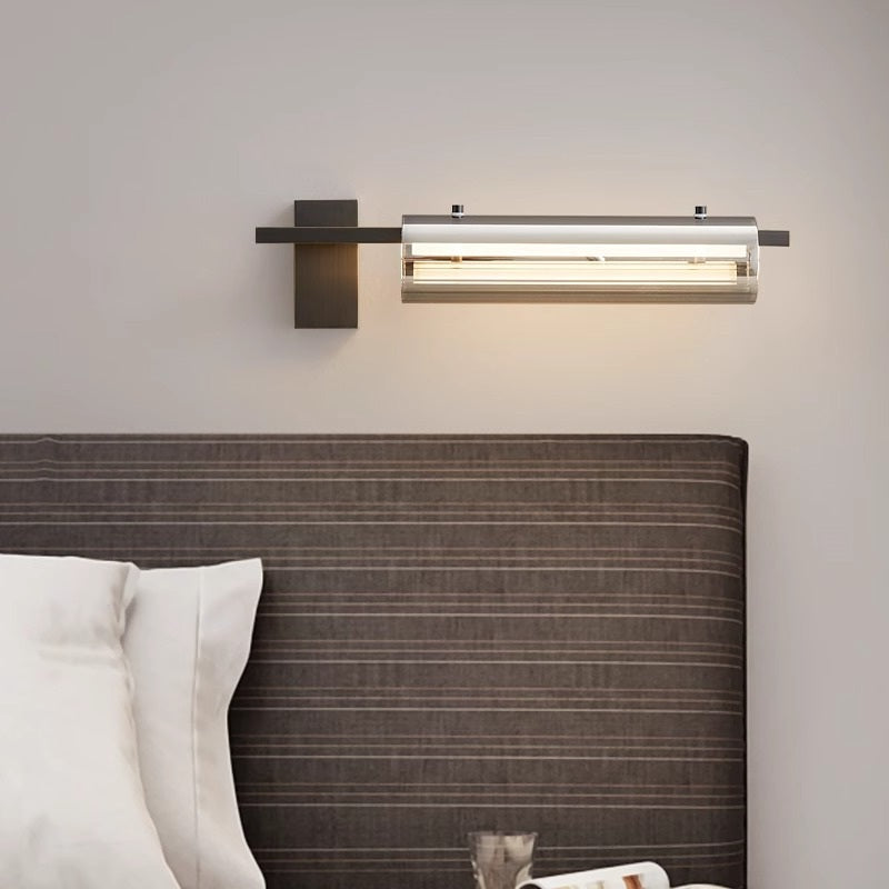 Cylinder Copper Glass Bedroom Wall Lamp