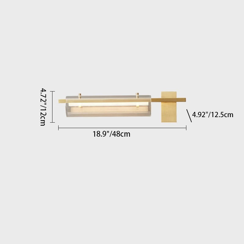 Cylinder Copper Glass Bedroom Wall Lamp