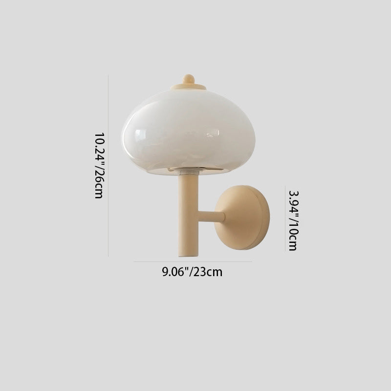 Mushroom-Shaped Glass Wrought Iron Wall Lamp