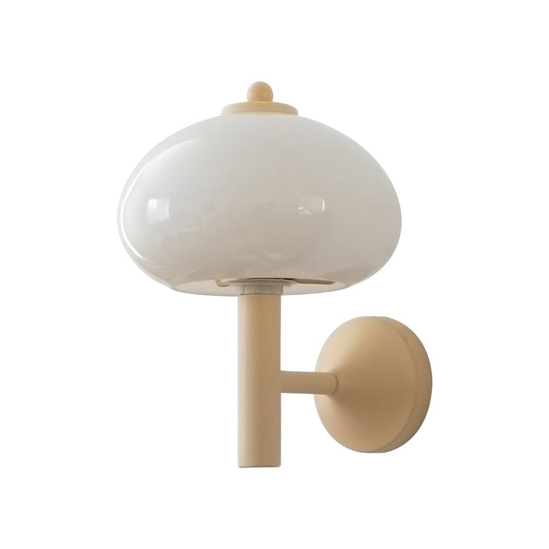 Mushroom-Shaped Glass Wrought Iron Wall Lamp