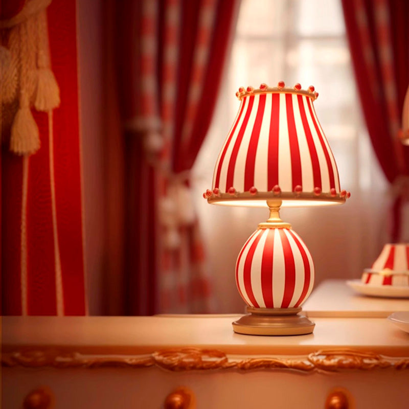 Round Striped Circus Style Table Lamp