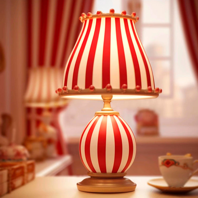 Round Striped Circus Style Table Lamp