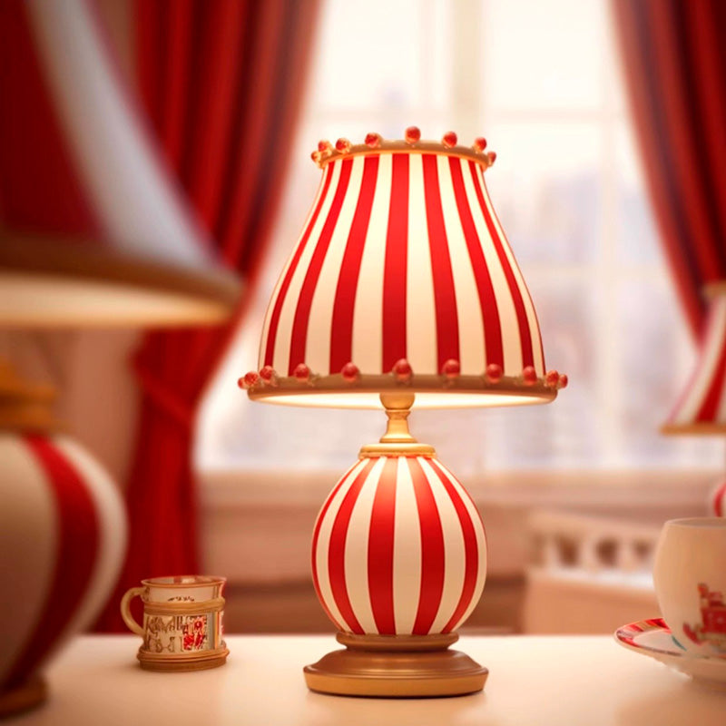 Round Striped Circus Style Table Lamp