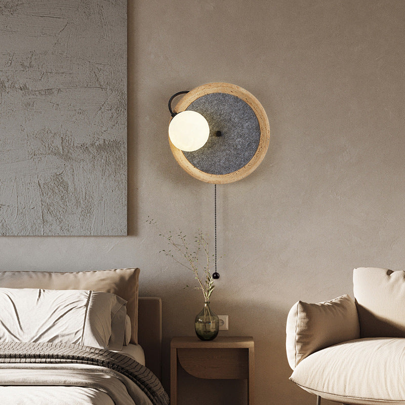 Round Wrought Iron Yellow Wall Lamp