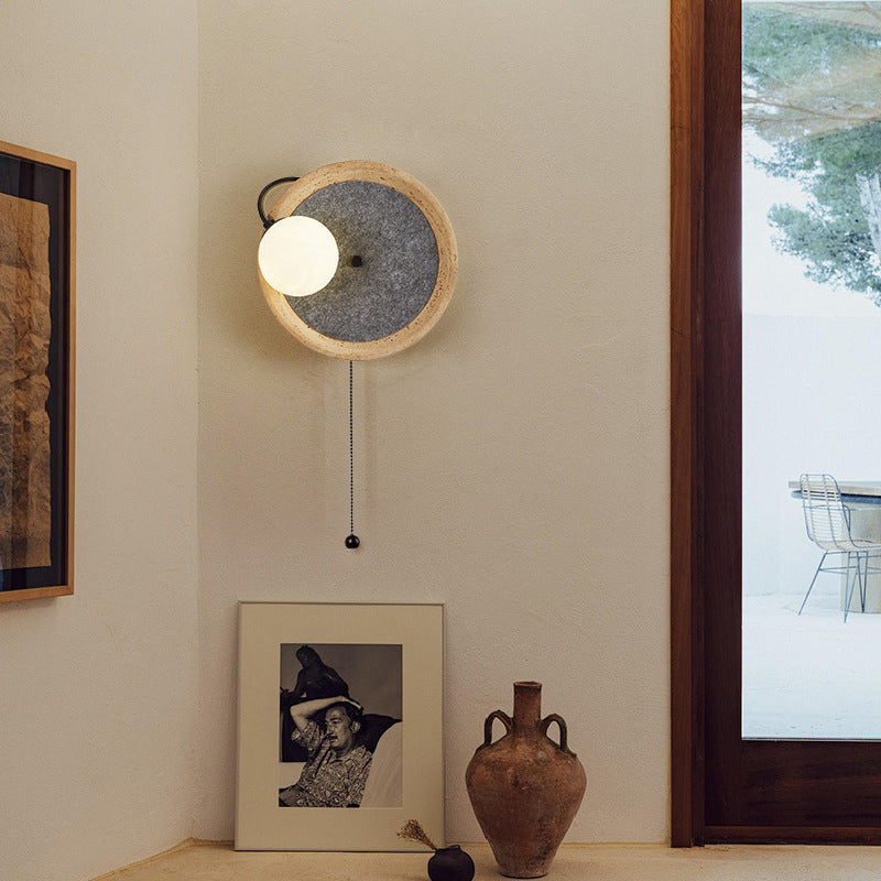 Round Wrought Iron Yellow Wall Lamp