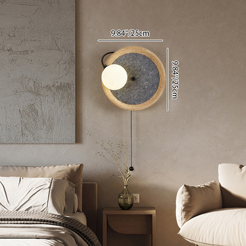 Round Wrought Iron Yellow Wall Lamp