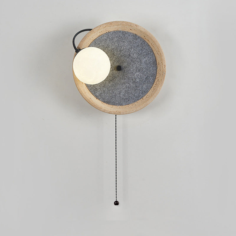 Round Wrought Iron Yellow Wall Lamp