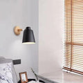 Cylindrical Iron Wood Bedroom Wall Lamp