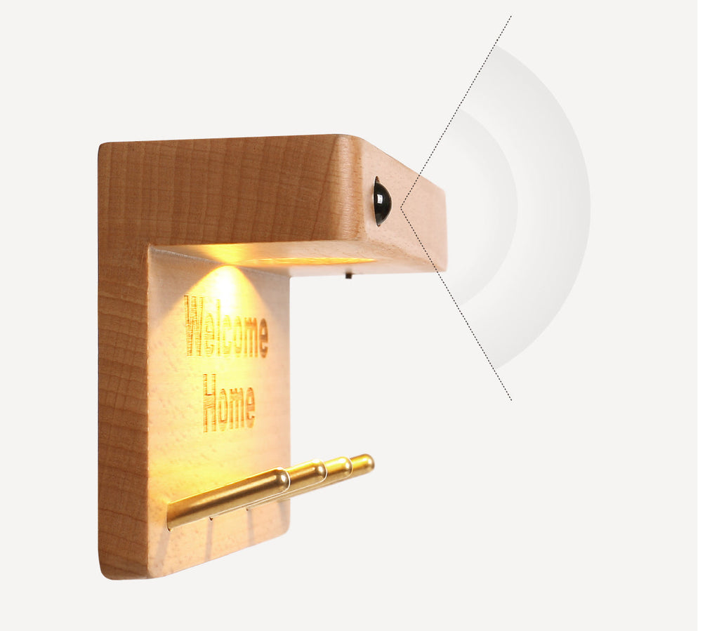 Solid Wood Plastic Rectangle Wall Lamp