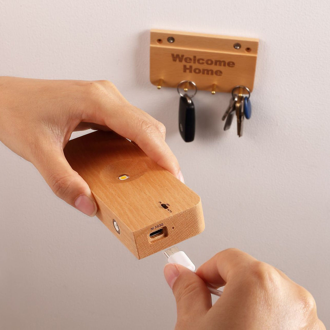 Solid Wood Plastic Rectangle Wall Lamp