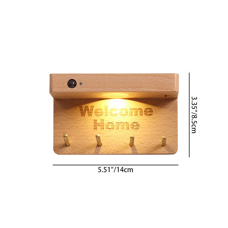 Solid Wood Plastic Rectangle Wall Lamp
